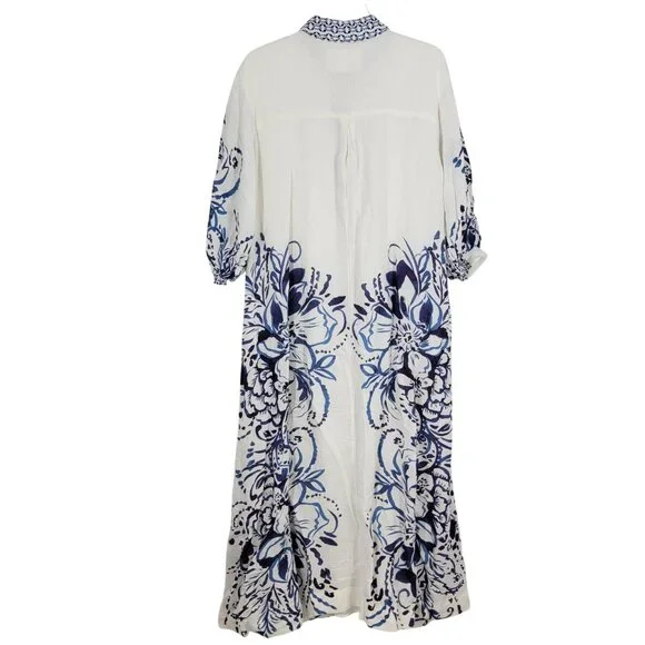 Maeve The Irene Linen Shirt Dress Resort Luxe Coastal Mediterranean XLP Vacation - Picture 8 of 8